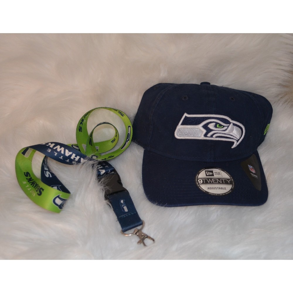 Used 9Twenty Seahawks hat Adjustable Back & Used Seahawks Lanyard